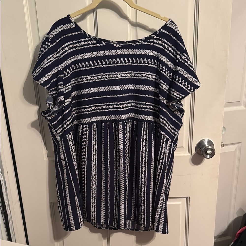 ⭐️⭐️$5  Elegant Navy and White Striped Blouse